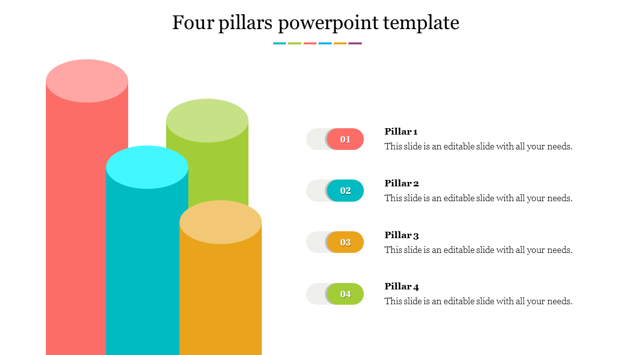 Attractive 4 Pillars PowerPoint Template Design